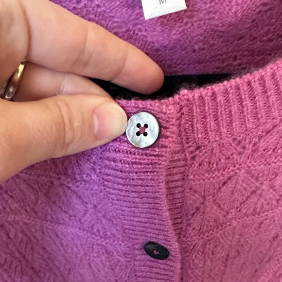 Garnet Hill Cashmere Purple Knit Cardigan sz medium - Picture 4 of 8